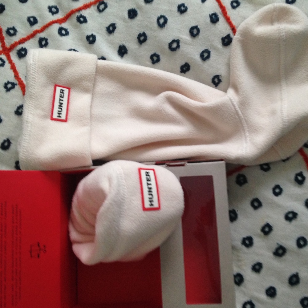 Hunter boot socks fleece tall cream medium NWT